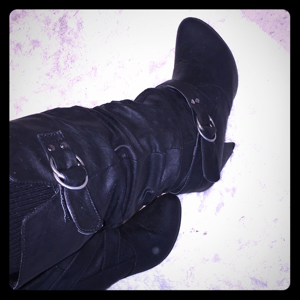 Charlotte Russe Black Slouch Boots 9